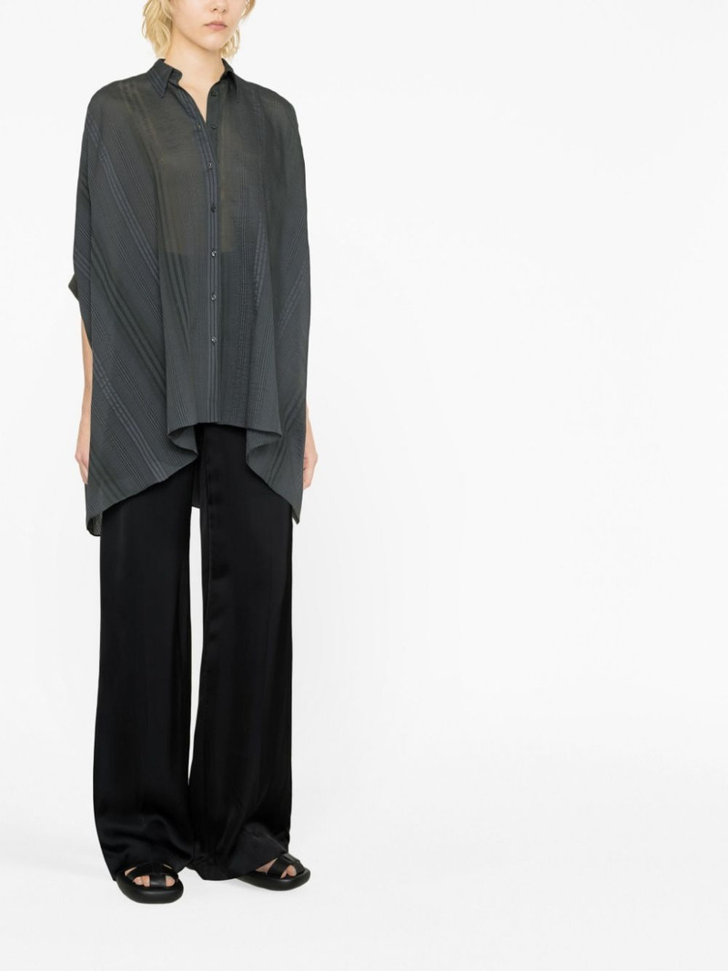 Brunello Cucinelli striped half-sleeve draped shirt outlook