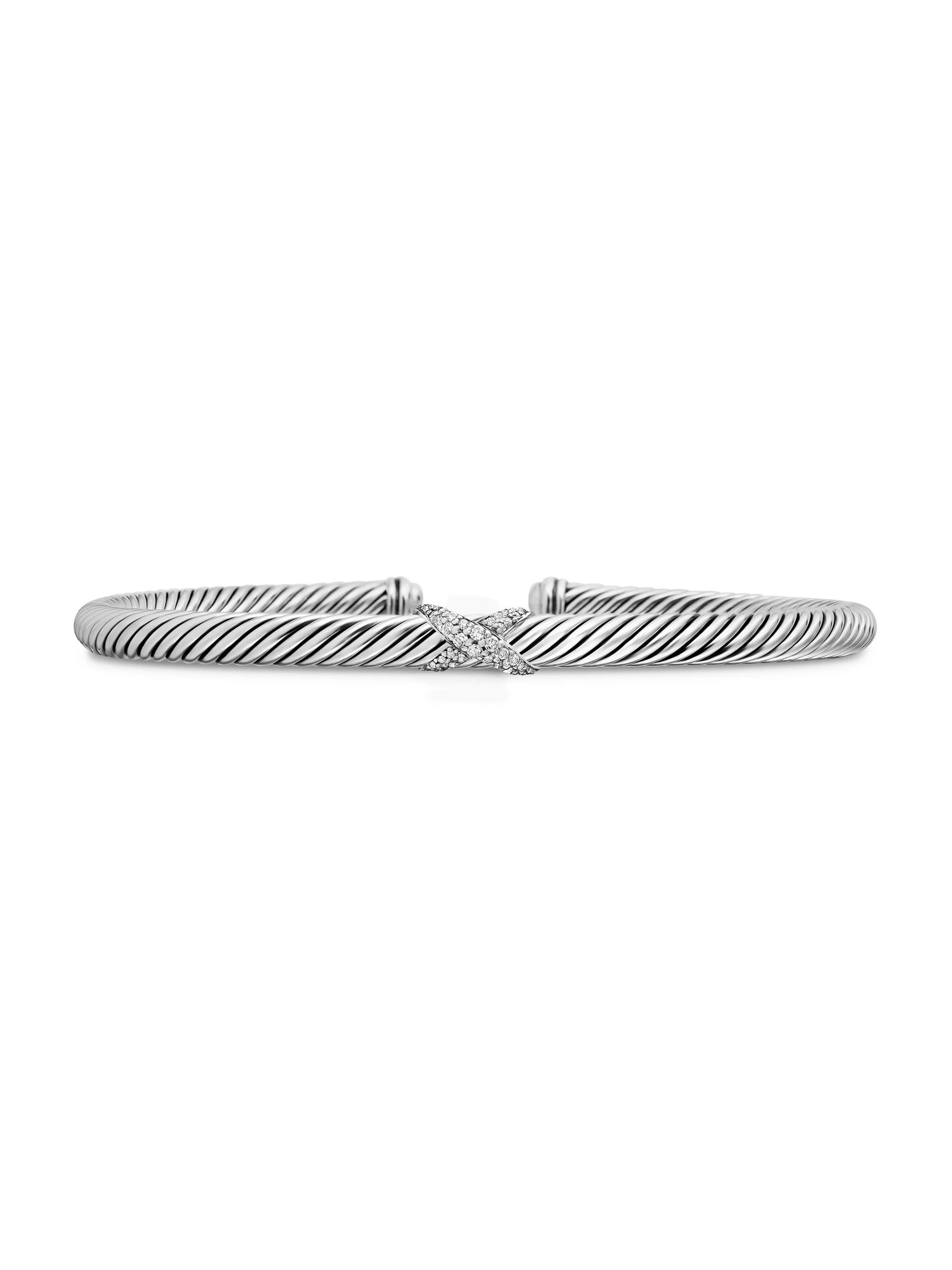 Women's X Classic Cable Station Bracelet in Sterling Silver - Diamond - 1