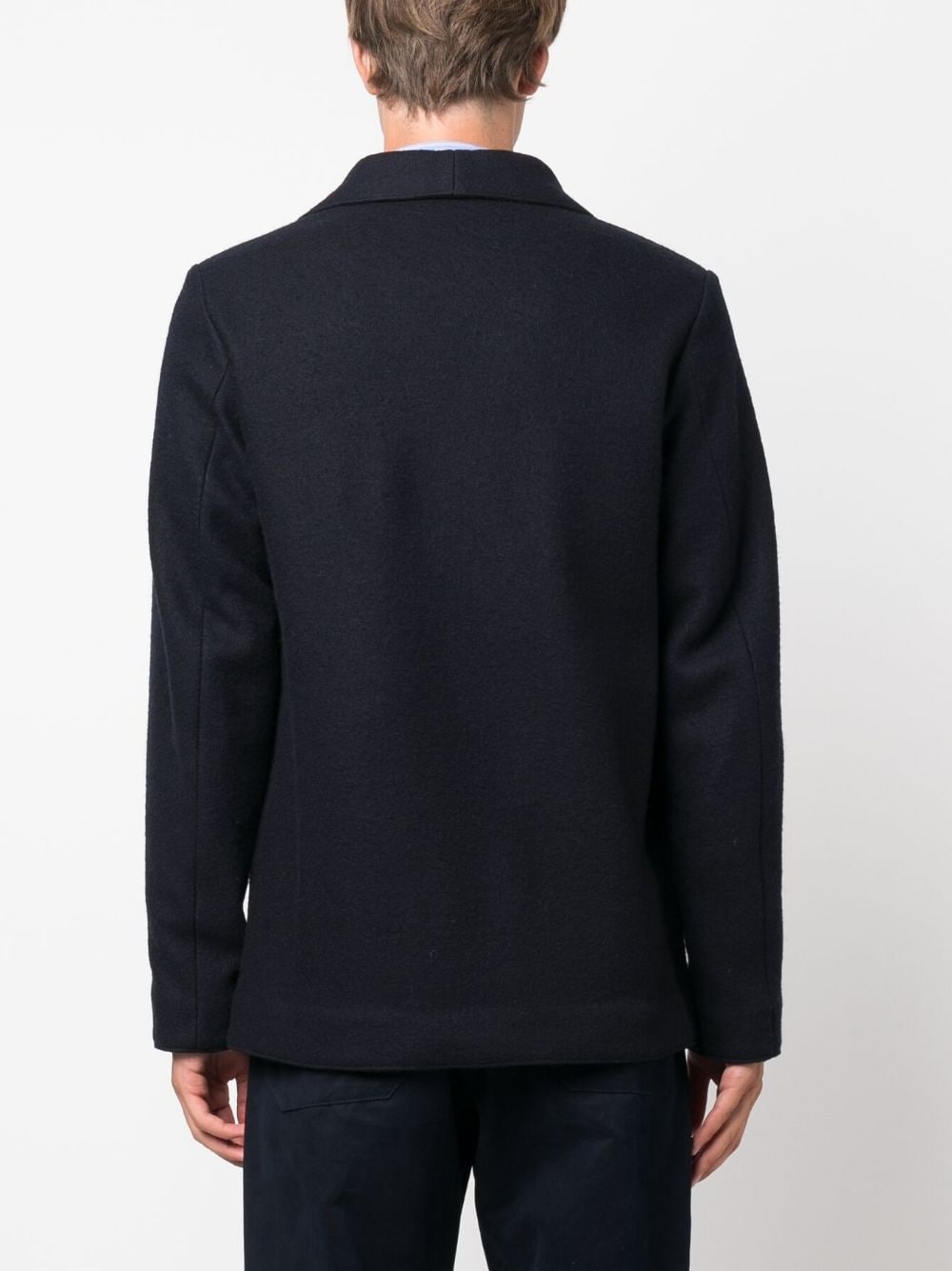 notched-collar wool shirt jacket - 4