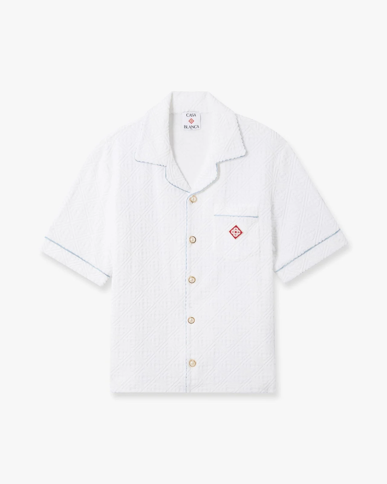White Towelling Monogram Short Sleeve Shirt | Casablanca Paris - 1