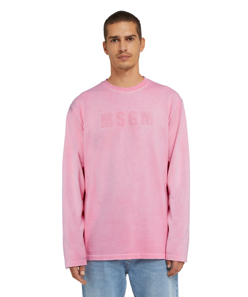 MSGM Cotton crewneck t-shirt with MSGM large logo print outlook