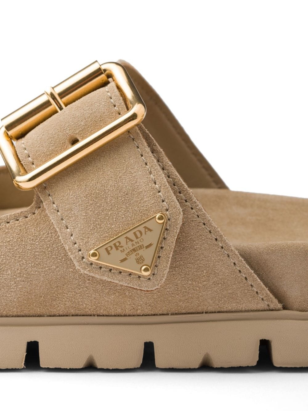 triangle-logo suede slides - 5