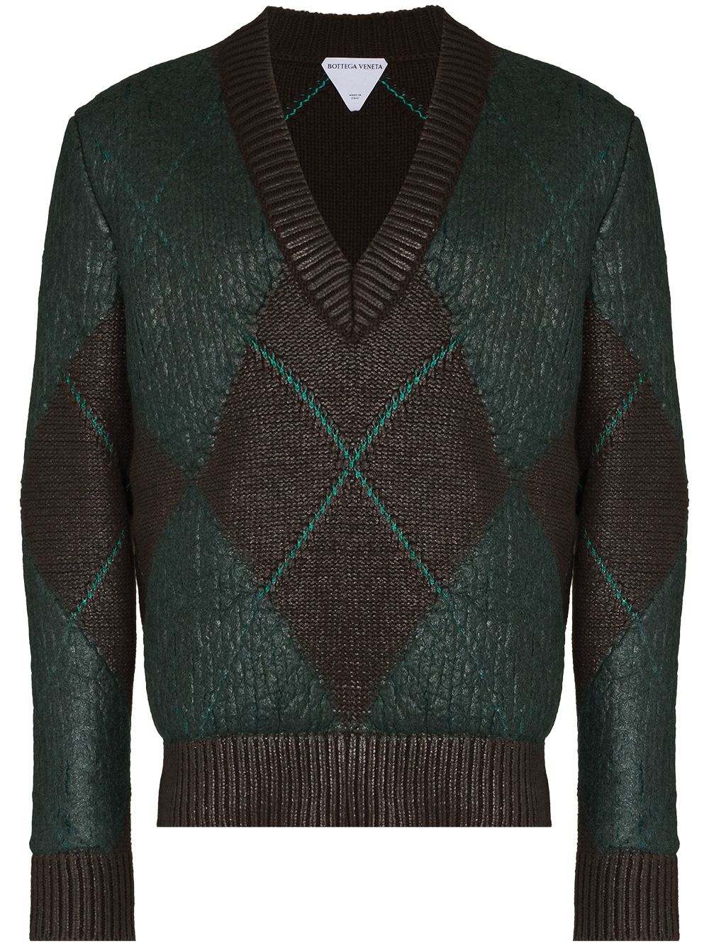 coated argyle-knit jumper - 1