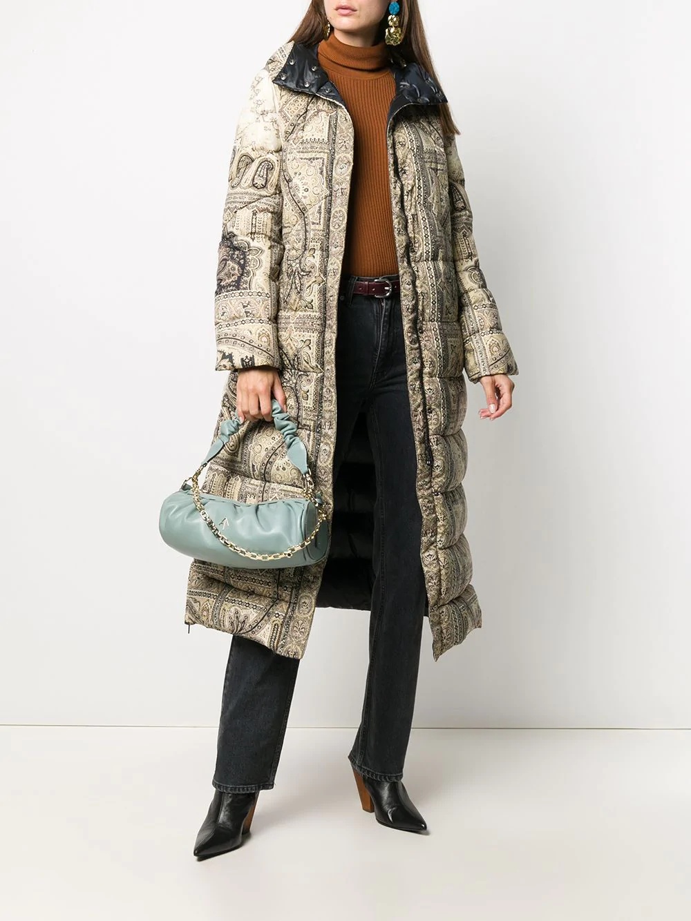 paisley print puffer coat - 2