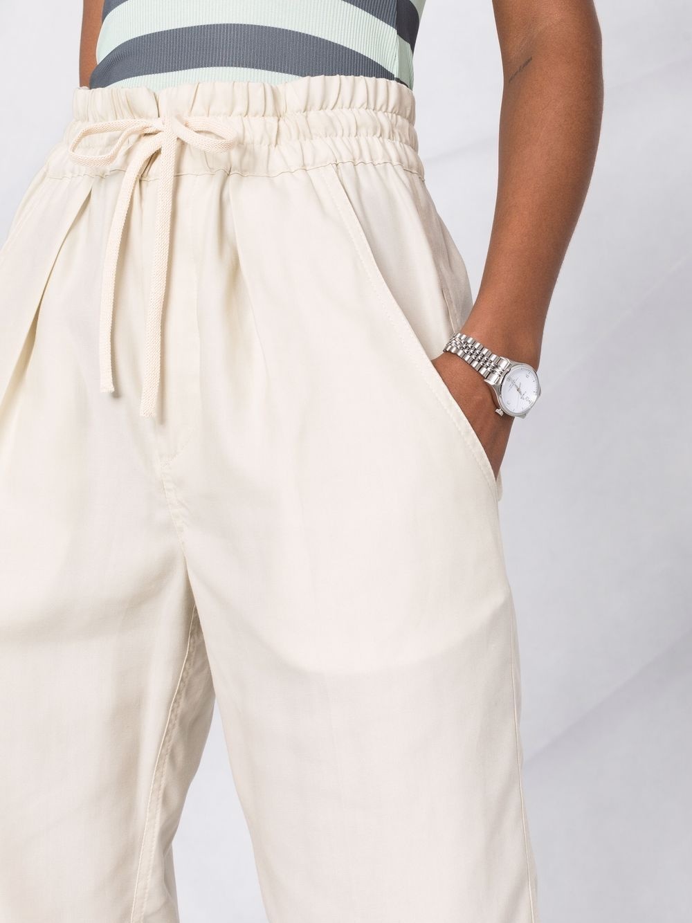 drawstring-waist cotton track pants - 5