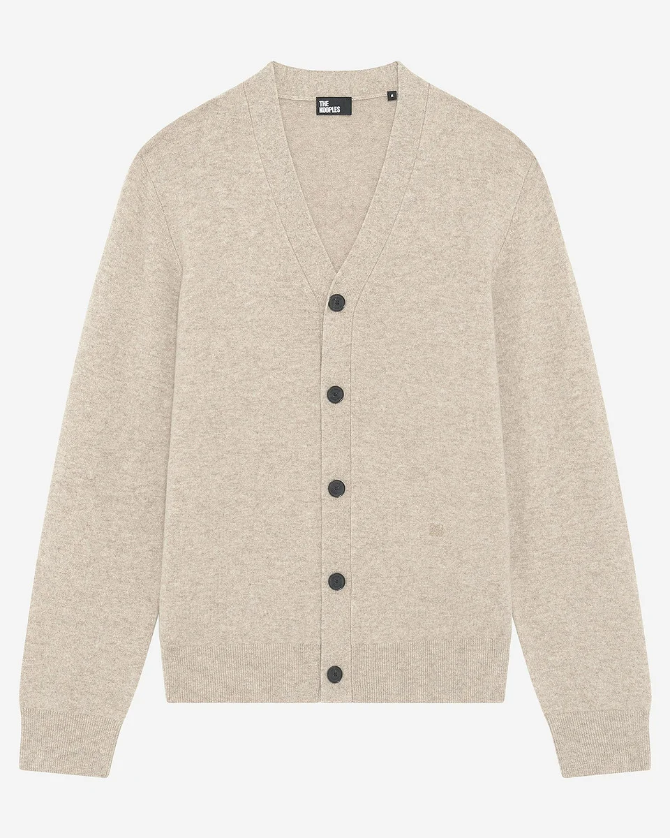 BEIGE CASHMERE CARDIGAN - 1