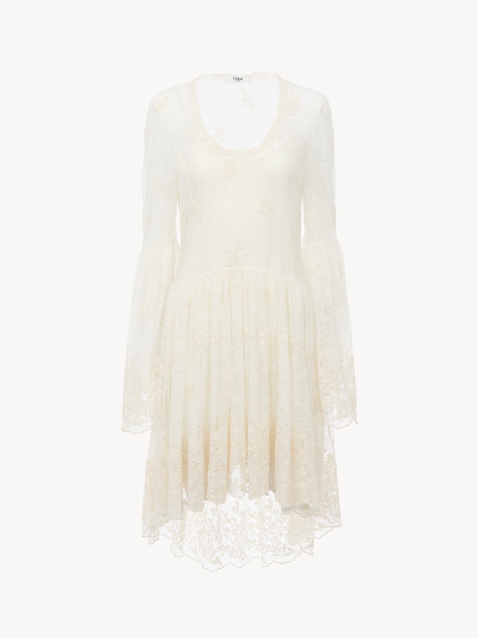 SCOOP-NECK MINI DRESS IN EMBROIDERED LACE - 2