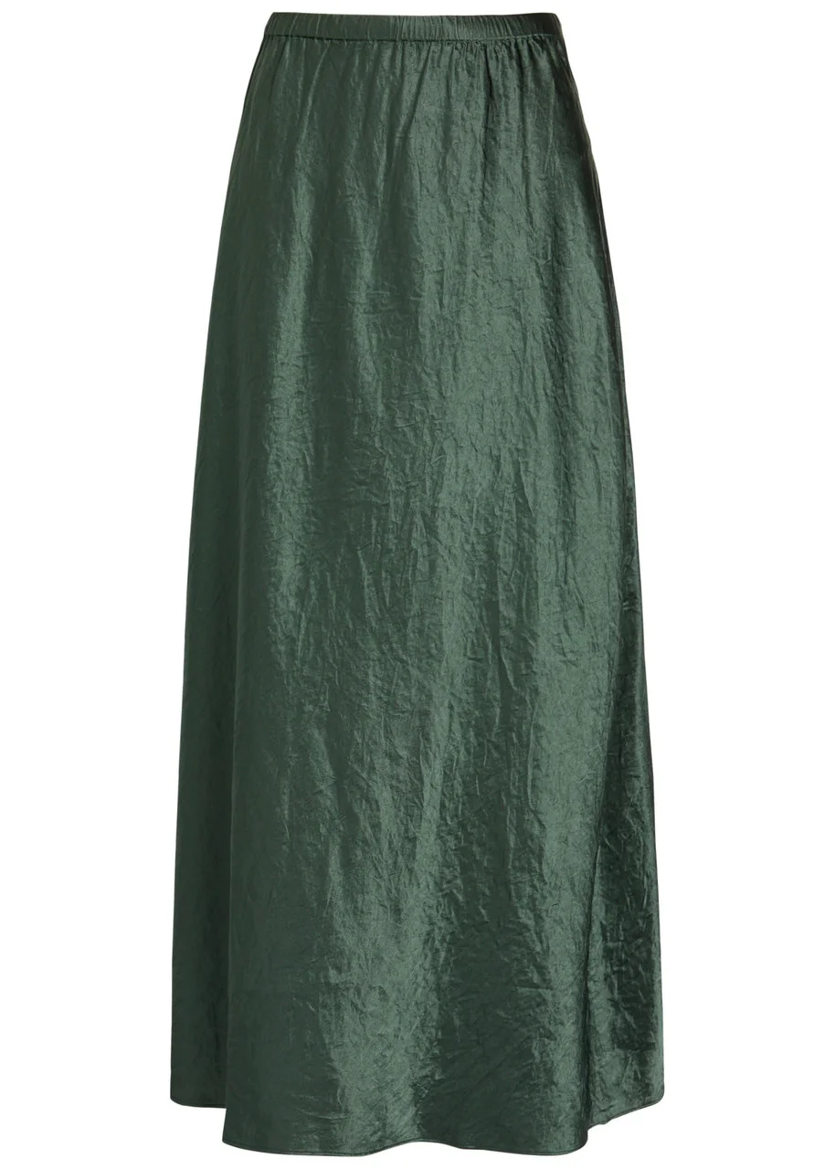 Eileen Fisher Crinkled Satin Midi Skirt - 1