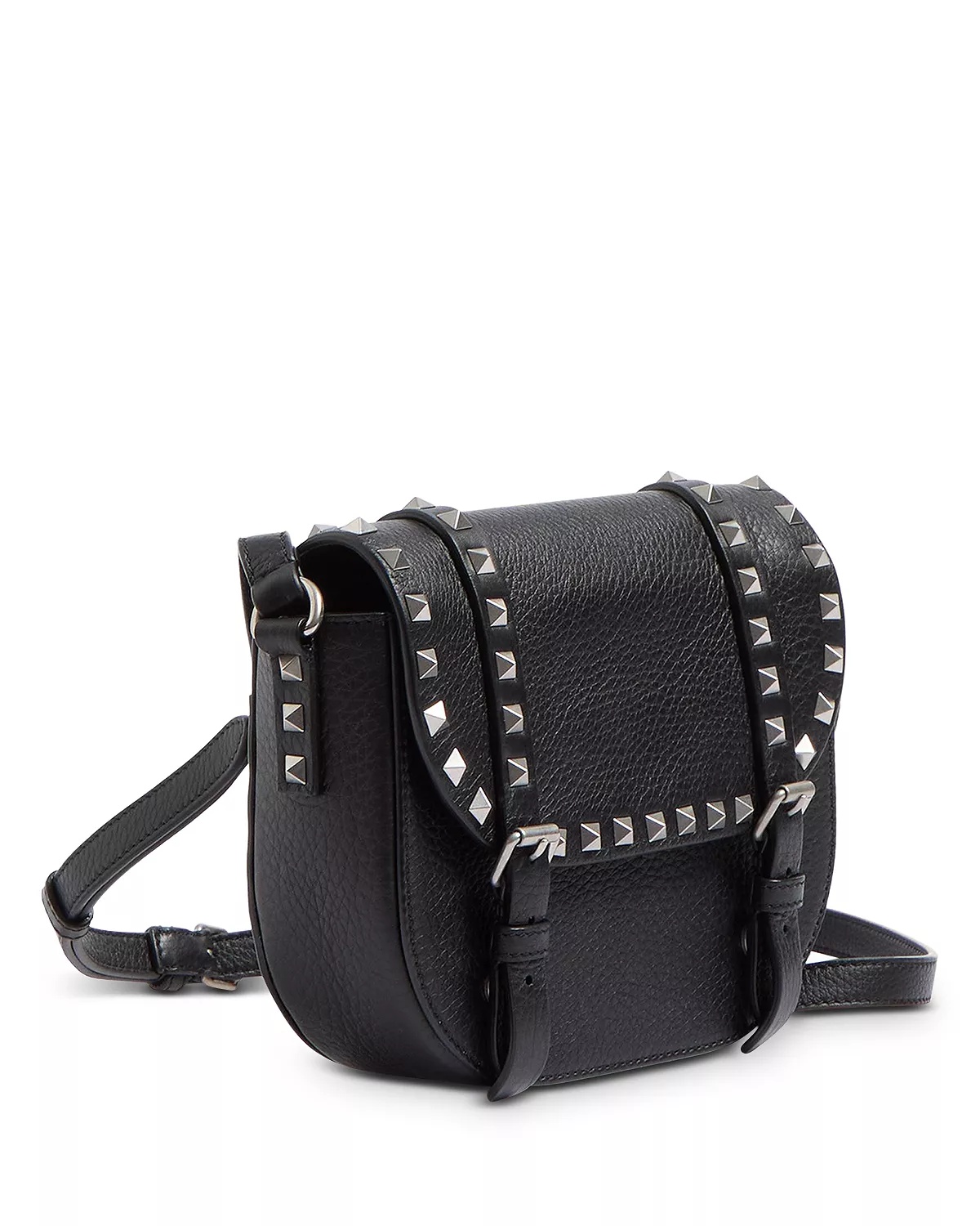 Rockstud Textured Leather Messenger Bag - 3