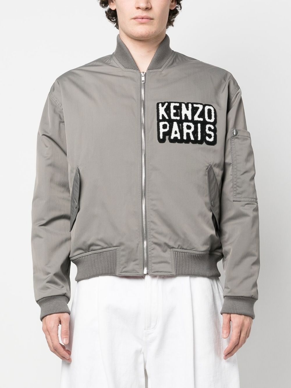 logo-patch bomber jacket - 3