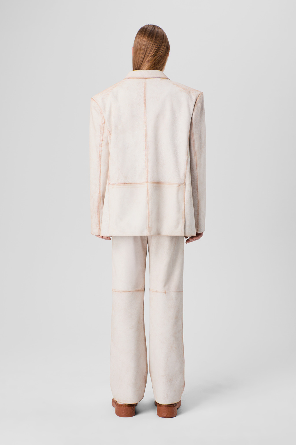 White cracked leather blazer - 5
