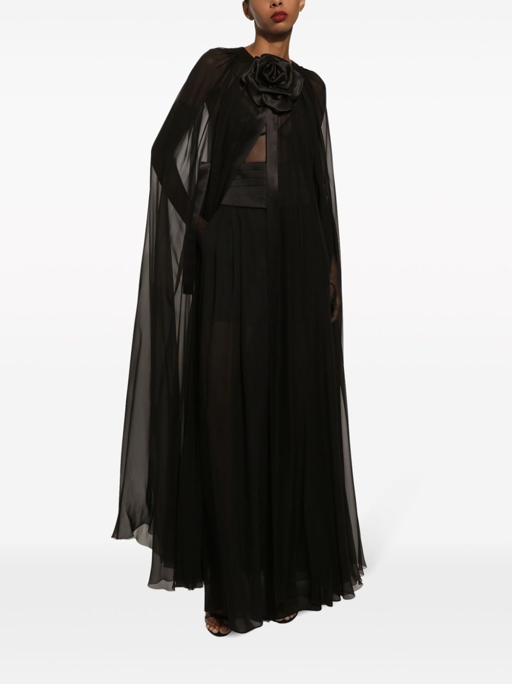 floral-appliquÃ© silk chiffon cape - 5