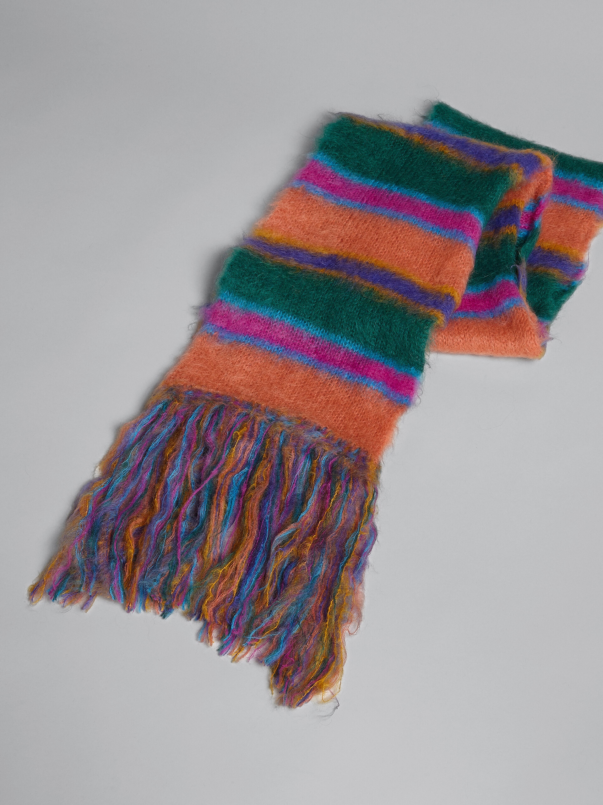 MULTICOLOUR STRIPED MOHAIR AND WOOL  SCARF - 4