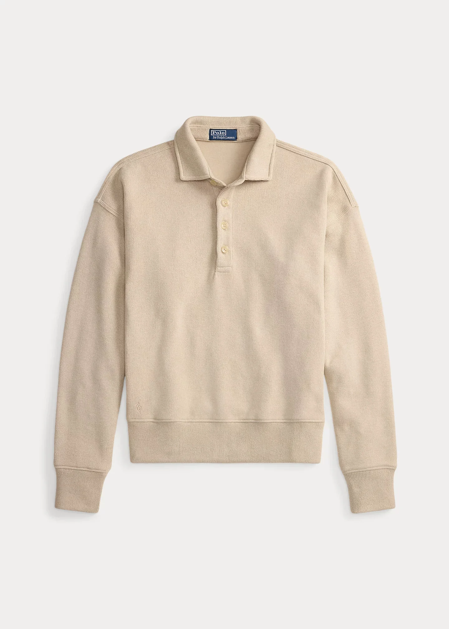 Relaxed Fit Ribbed Polo Pullover - 1