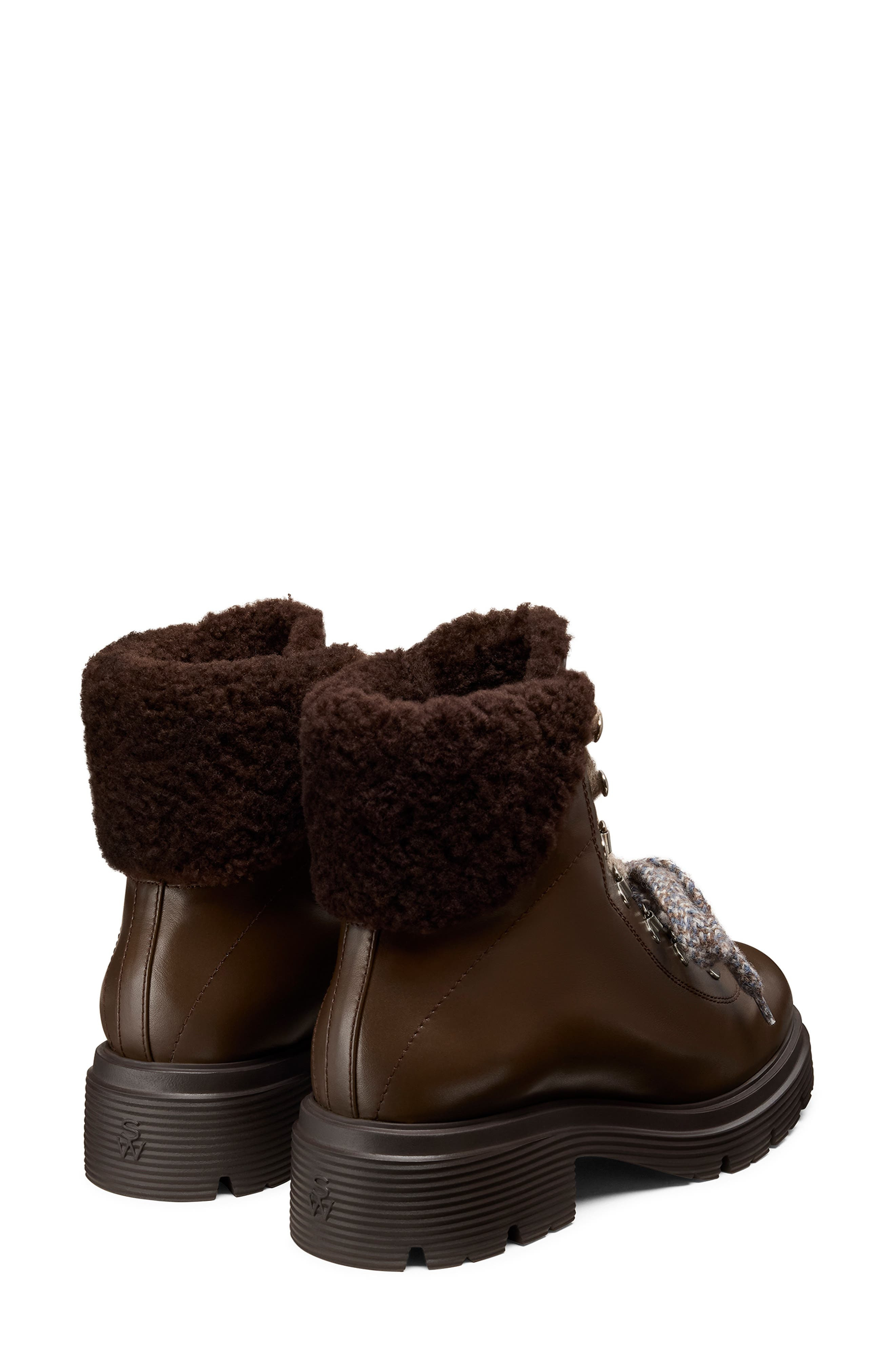 Stuart Weitzman Hudson Lite Genuine Shearling Lined Lace-Up Bootie in Walnut at Nordstrom - 2