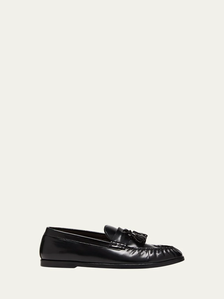 Calfskin Tassel Boyfriend Loafers - 1