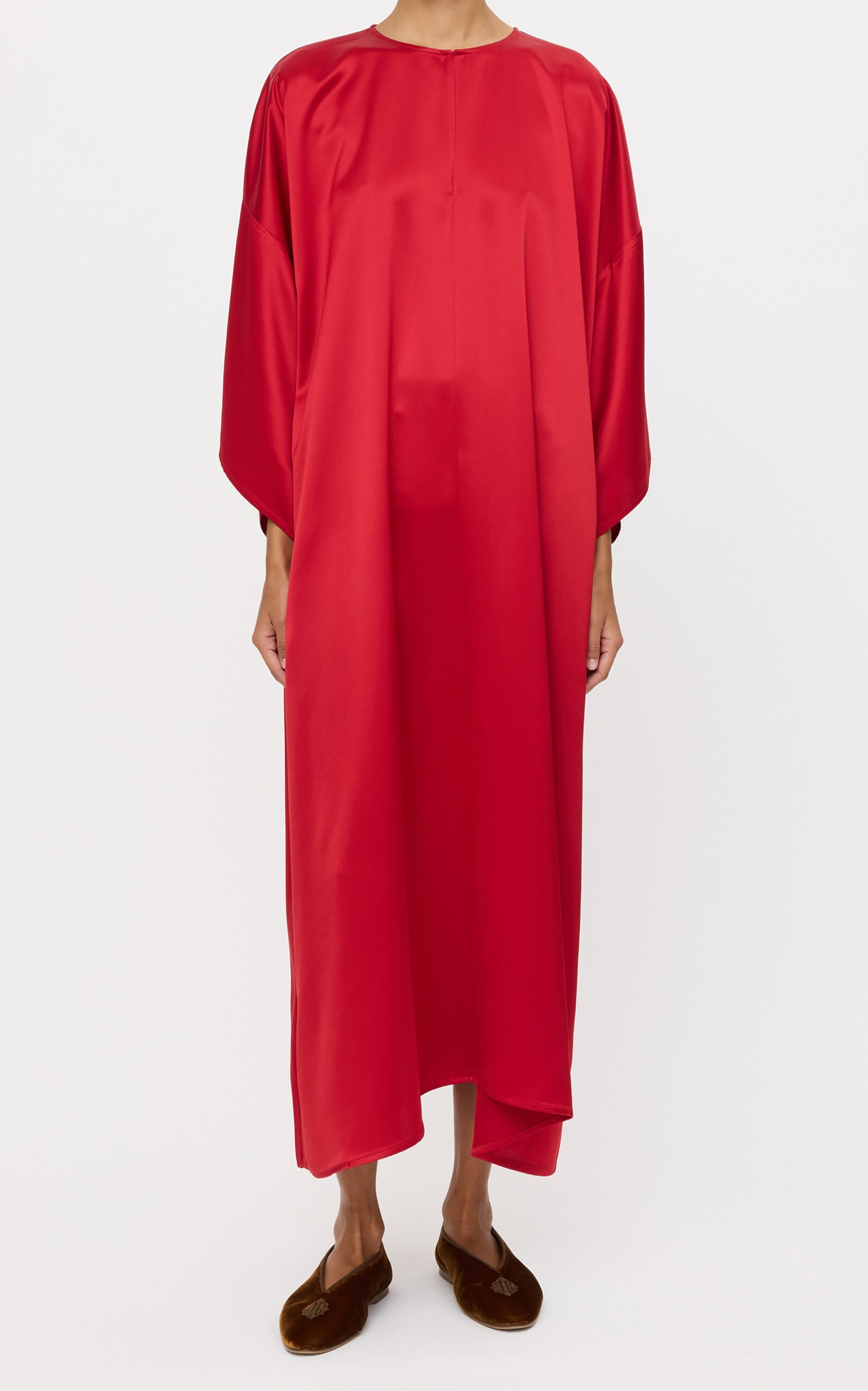 Cicine Oversized Satin Maxi Dress red - 3