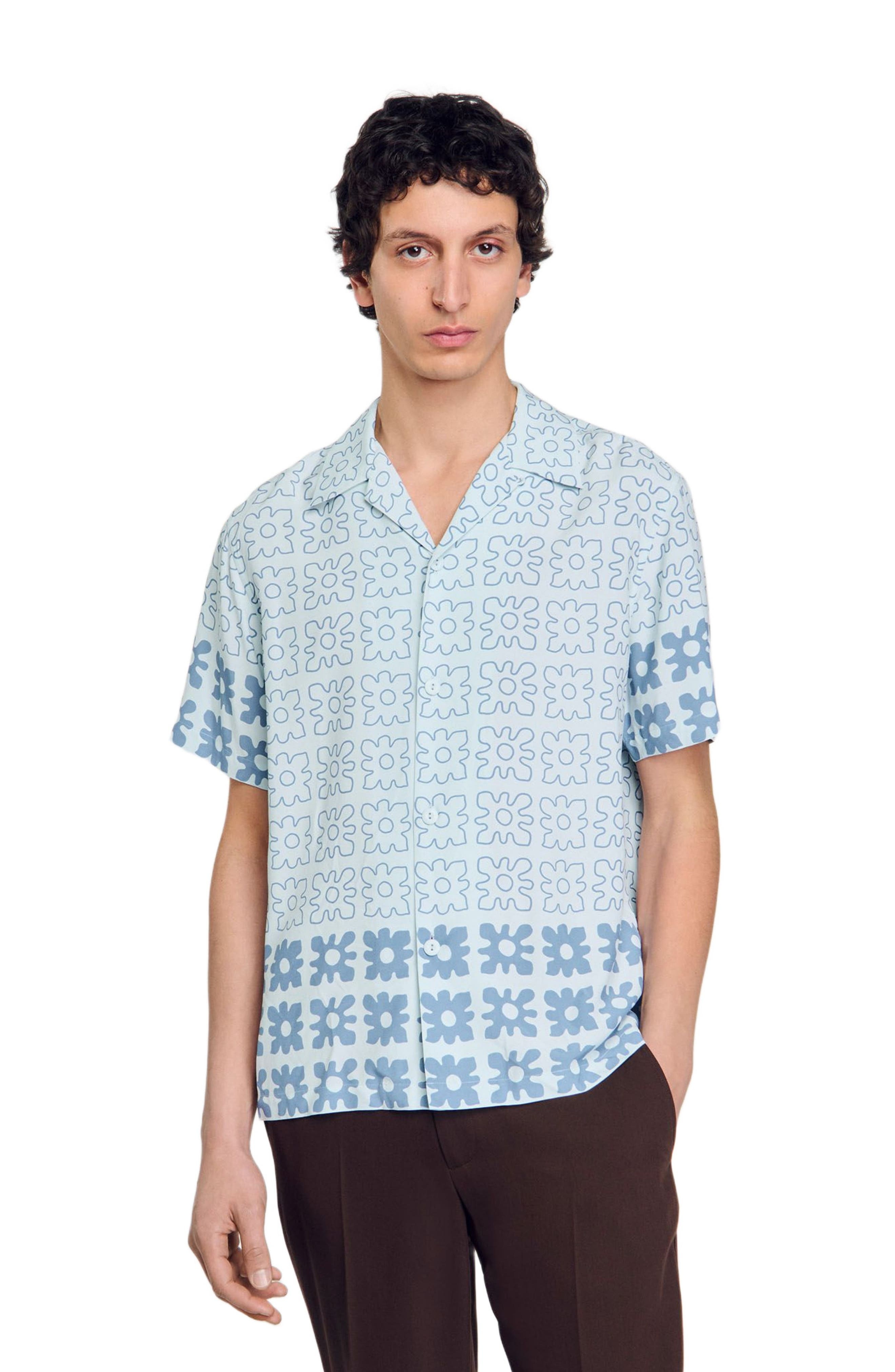 SANDRO Floral motif shirt in Blue Sky at Nordstrom - 3