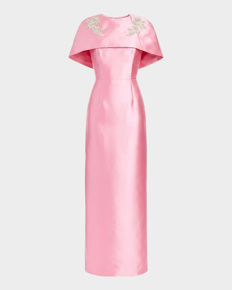 Eve Embellished Capelet Silk Twill Gown 1