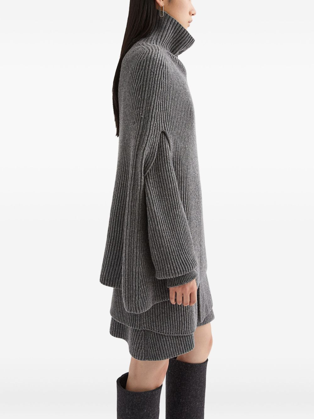 high-neck ribbed cape - 4