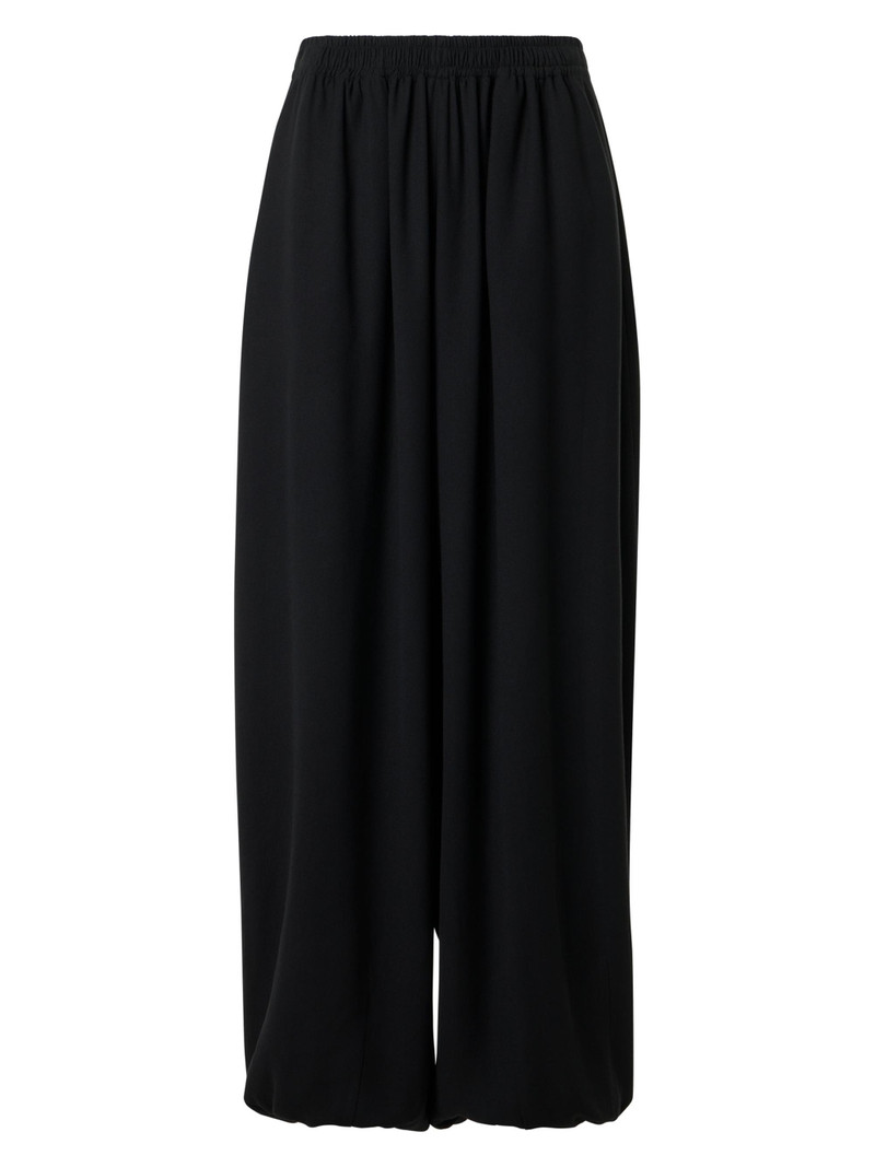 Women's Crepe Mid-Rise Wide-Leg Elasticized Pants - Black 1