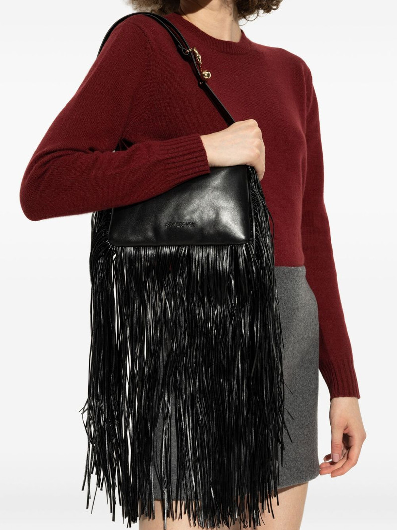 Sportmax fringed leather shoulder bag outlook
