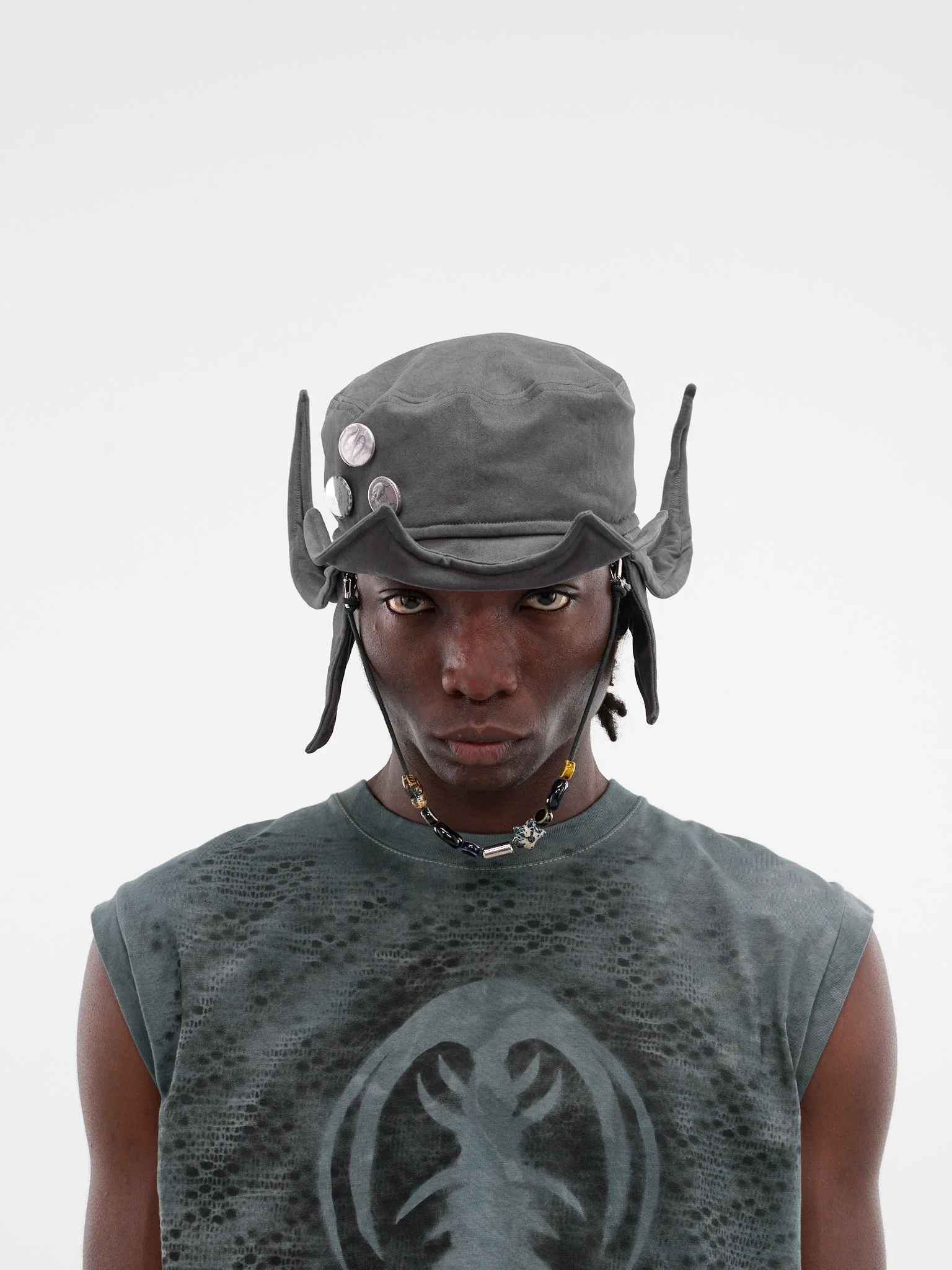 Gray Cotton Manta Ray Hat - 1