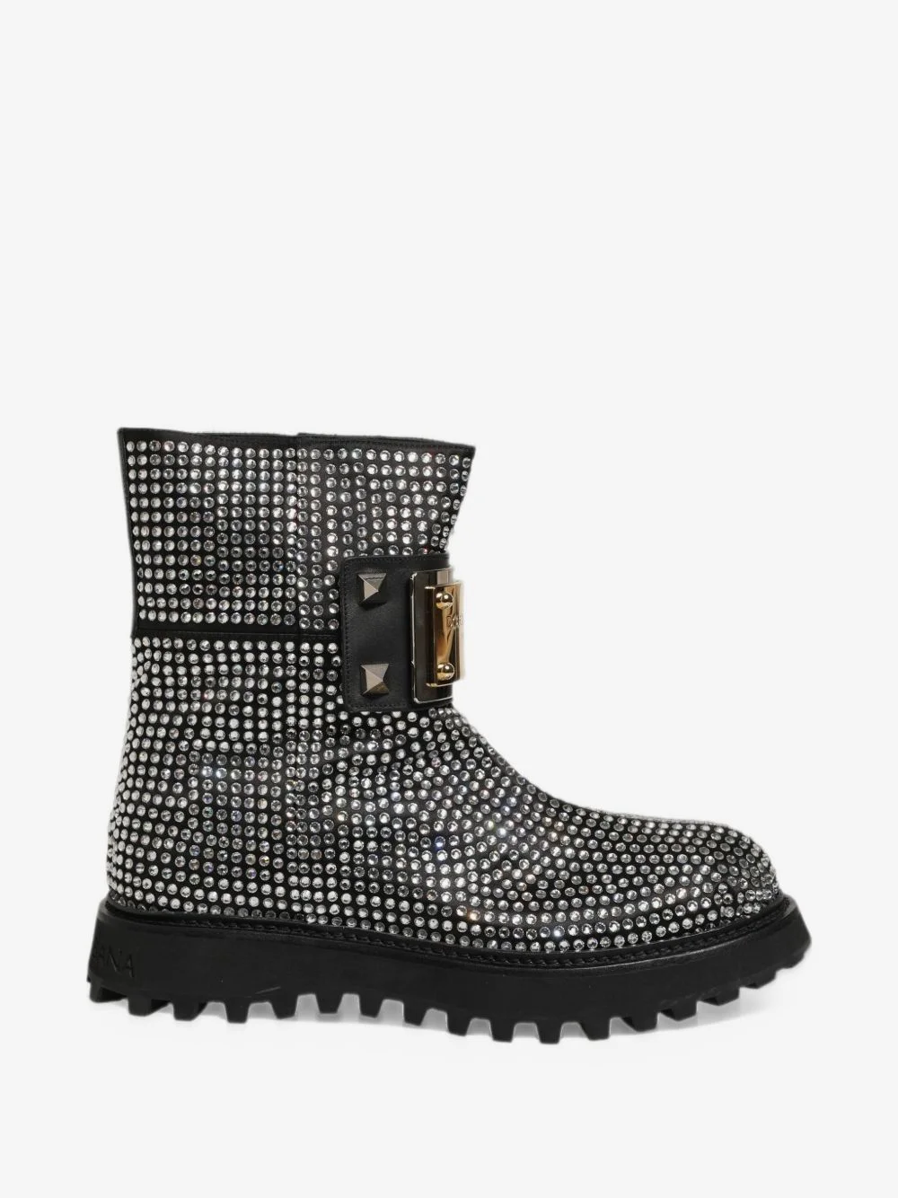 crystal-embellished studded boots - 1