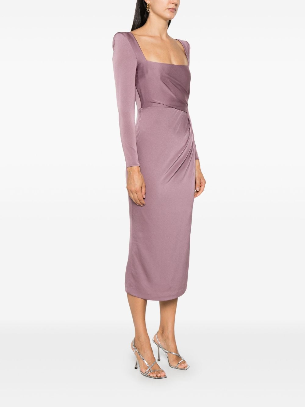 twist-detail satin midi dress - 3