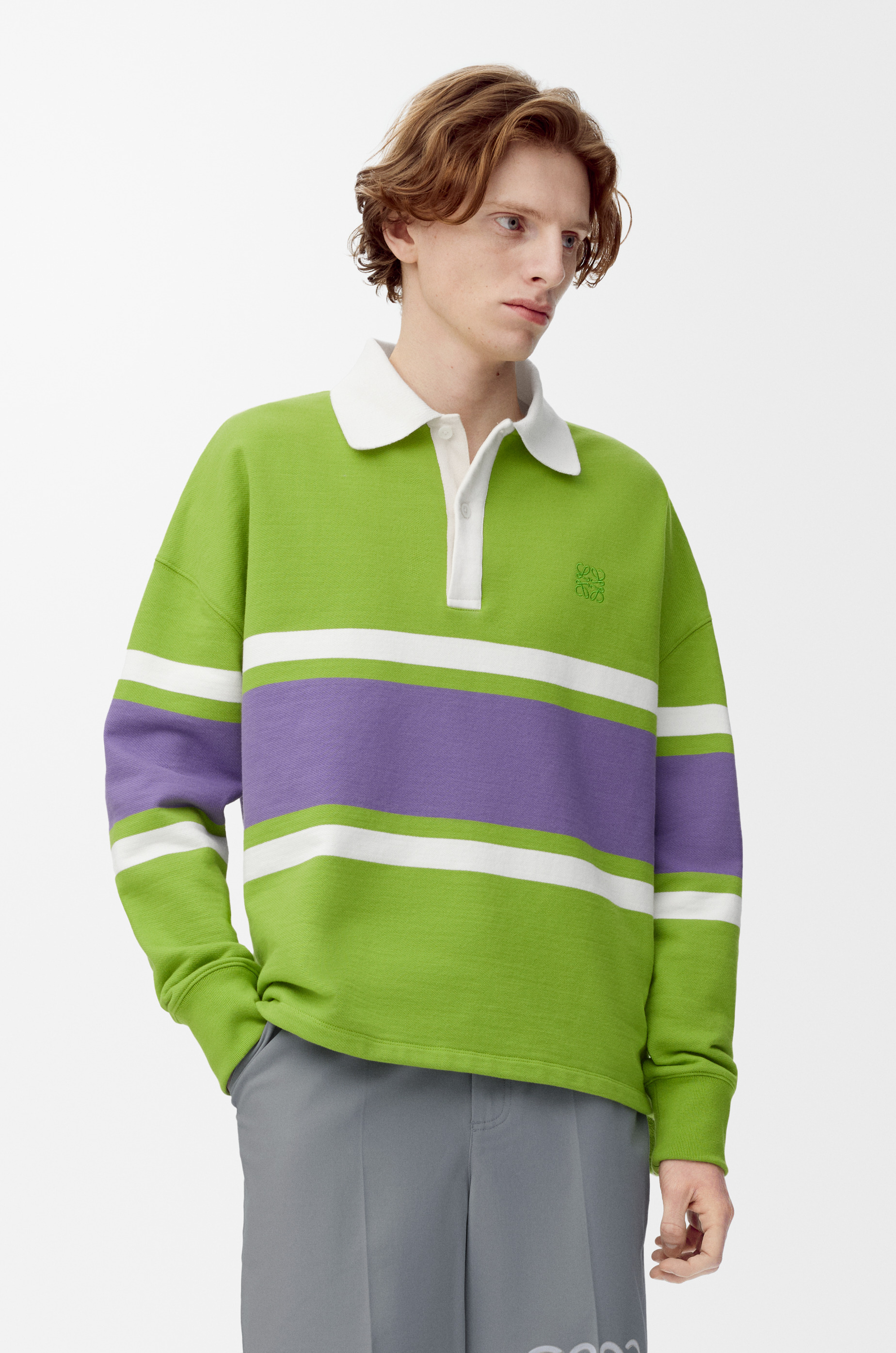 Long sleeve polo shirt in cotton - 3
