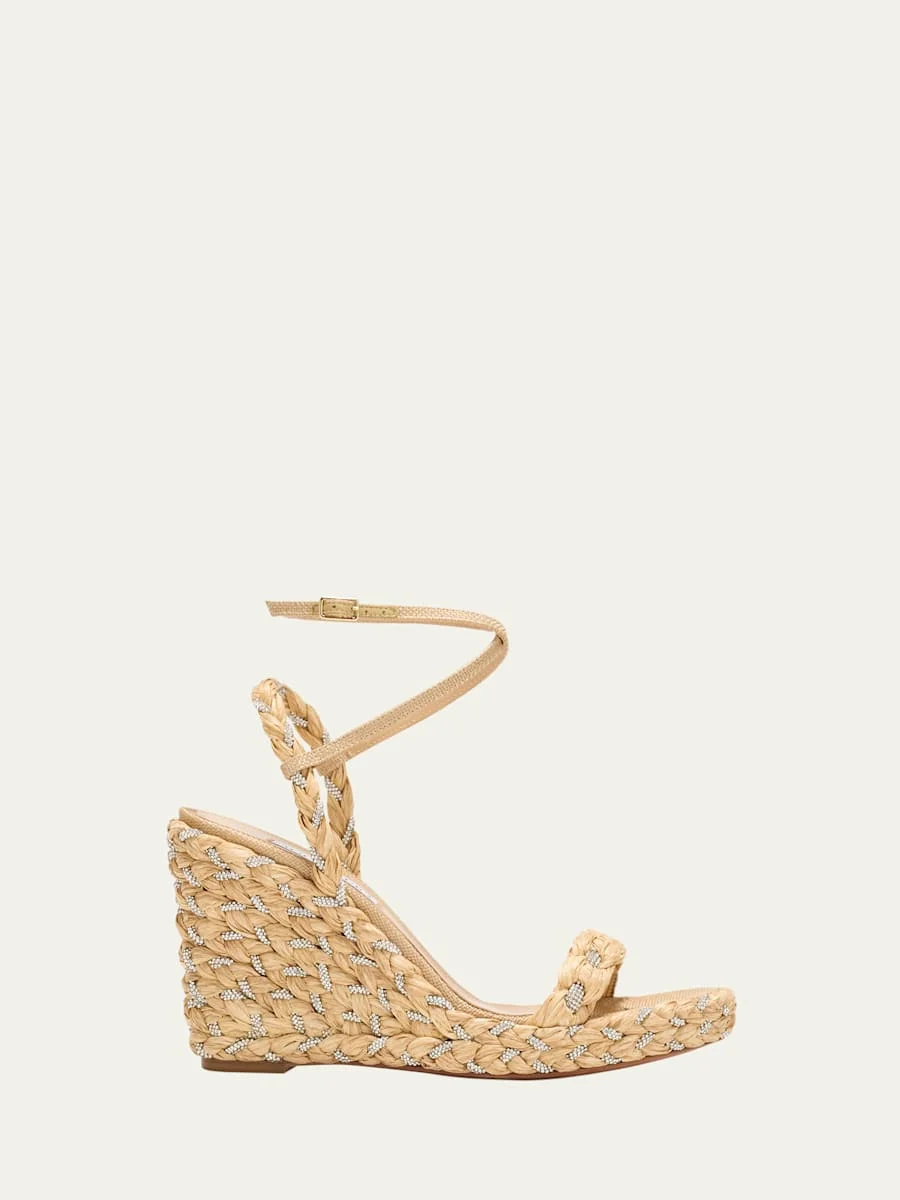 Costiera Braided Crystal Wedge Sandals - 1