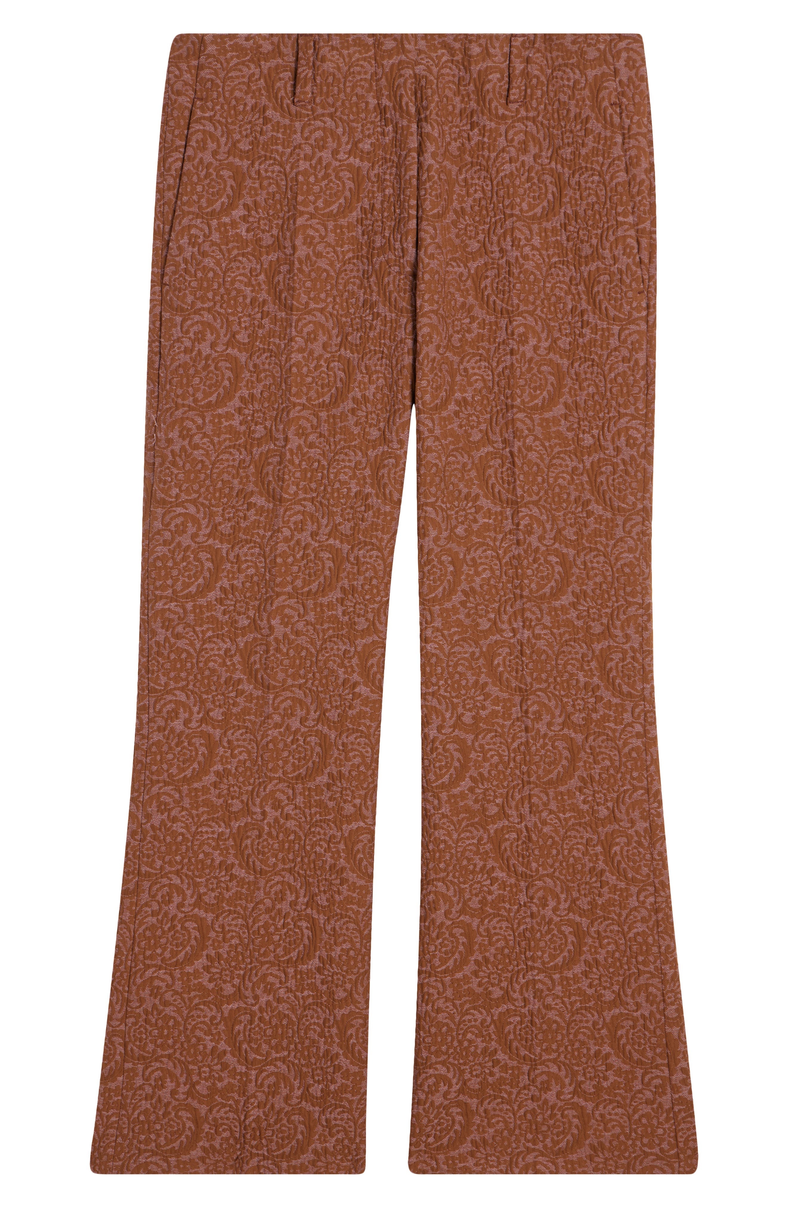 Dries Van Noten Paloma Floral Jacquard Crop Straight Leg Pants in Peach at Nordstrom - 6