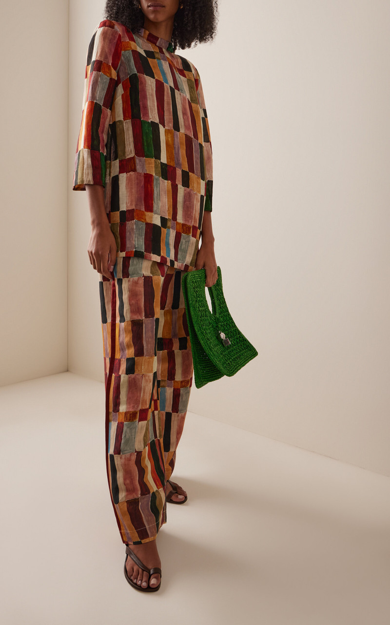 ALÉMAIS Marjorelle Linen-Silk Wide-Leg Pants multi outlook