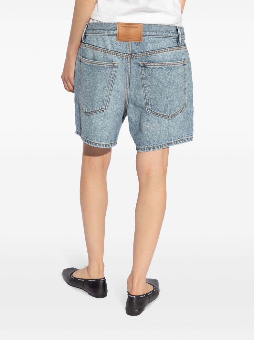 layered denim shorts - 4