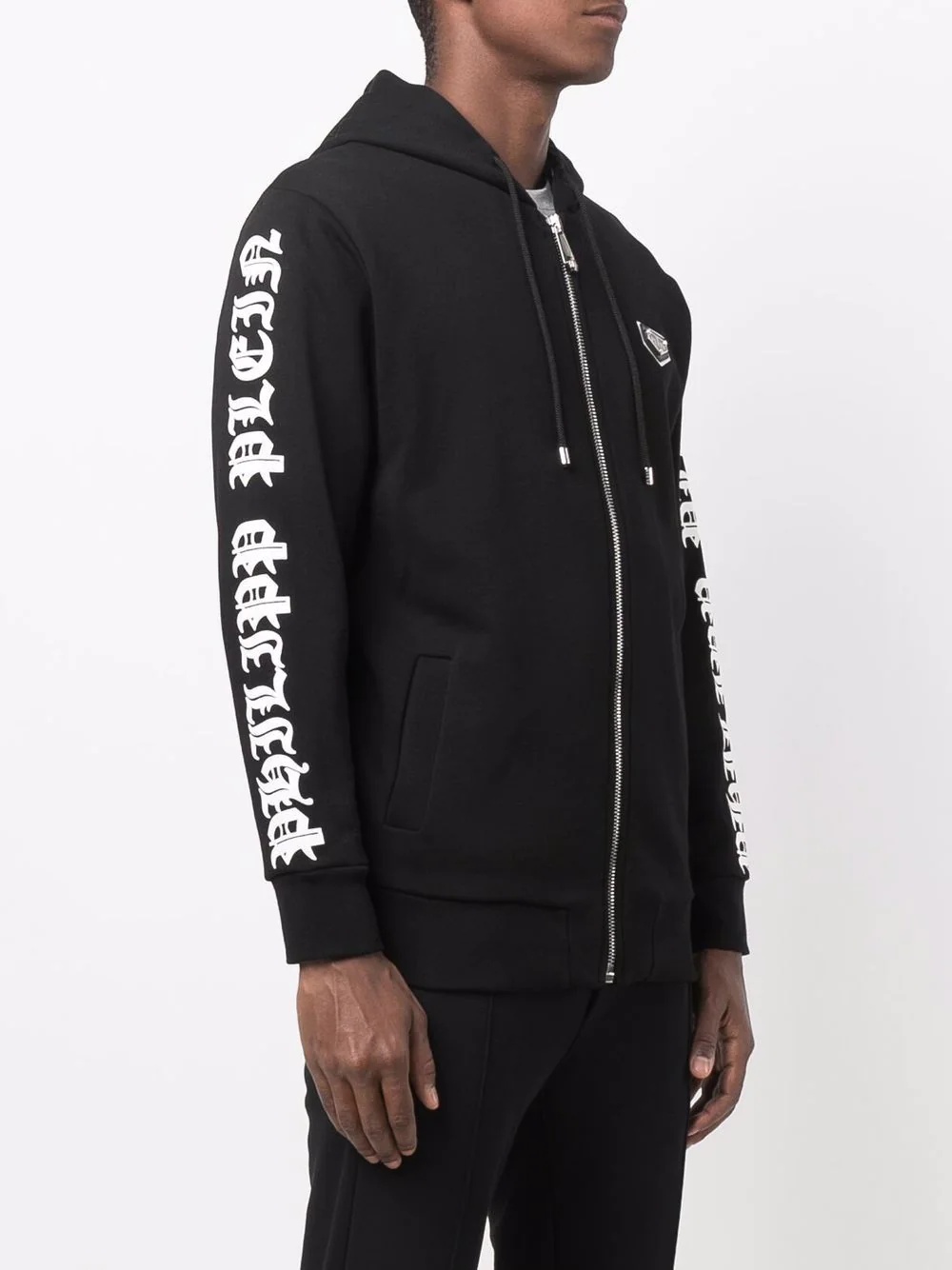 logo-plaque zip-up hoodie - 4