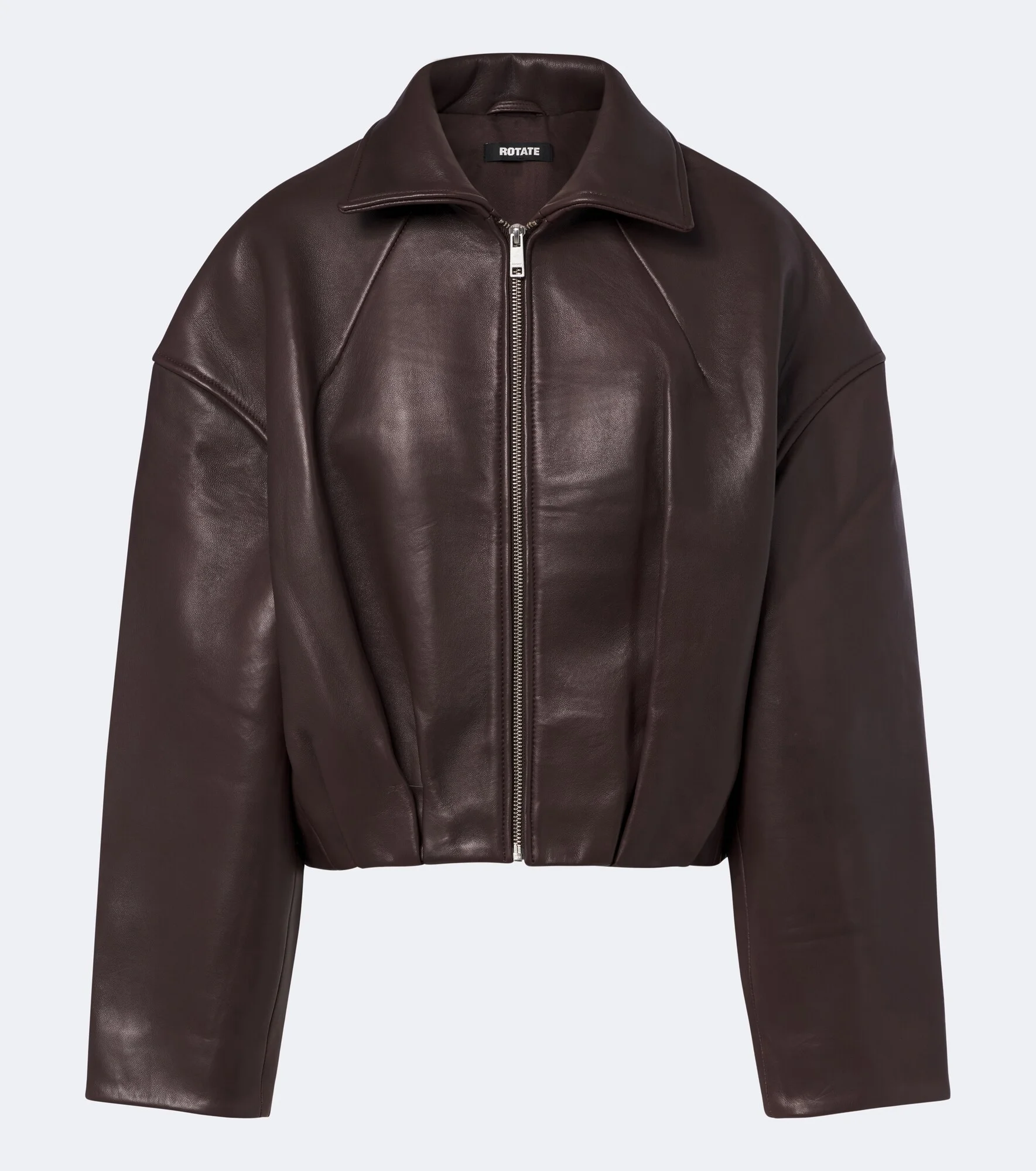 Cropped leather jacket - 1