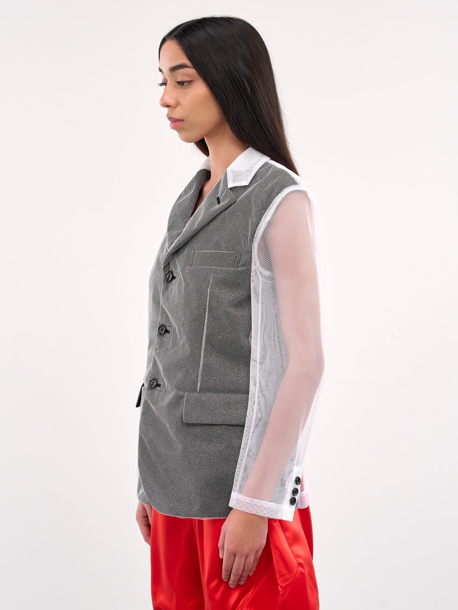 Mesh Mixed-Material Blazer - 2