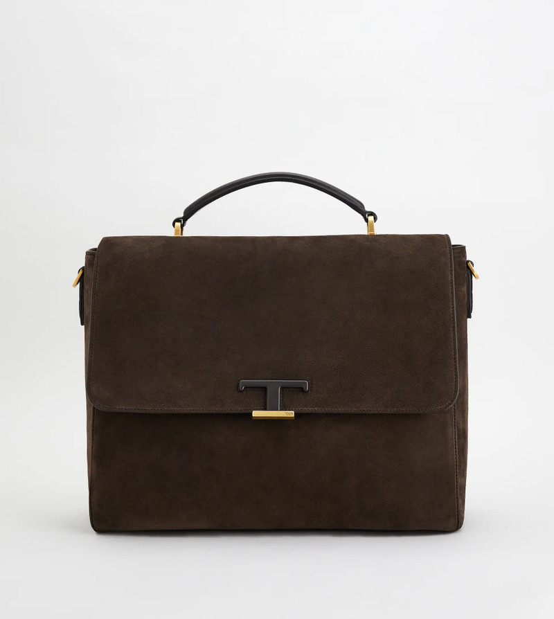 TIMELESS DOCUMENT HOLDER IN SUEDE SMALL - BROWN 1