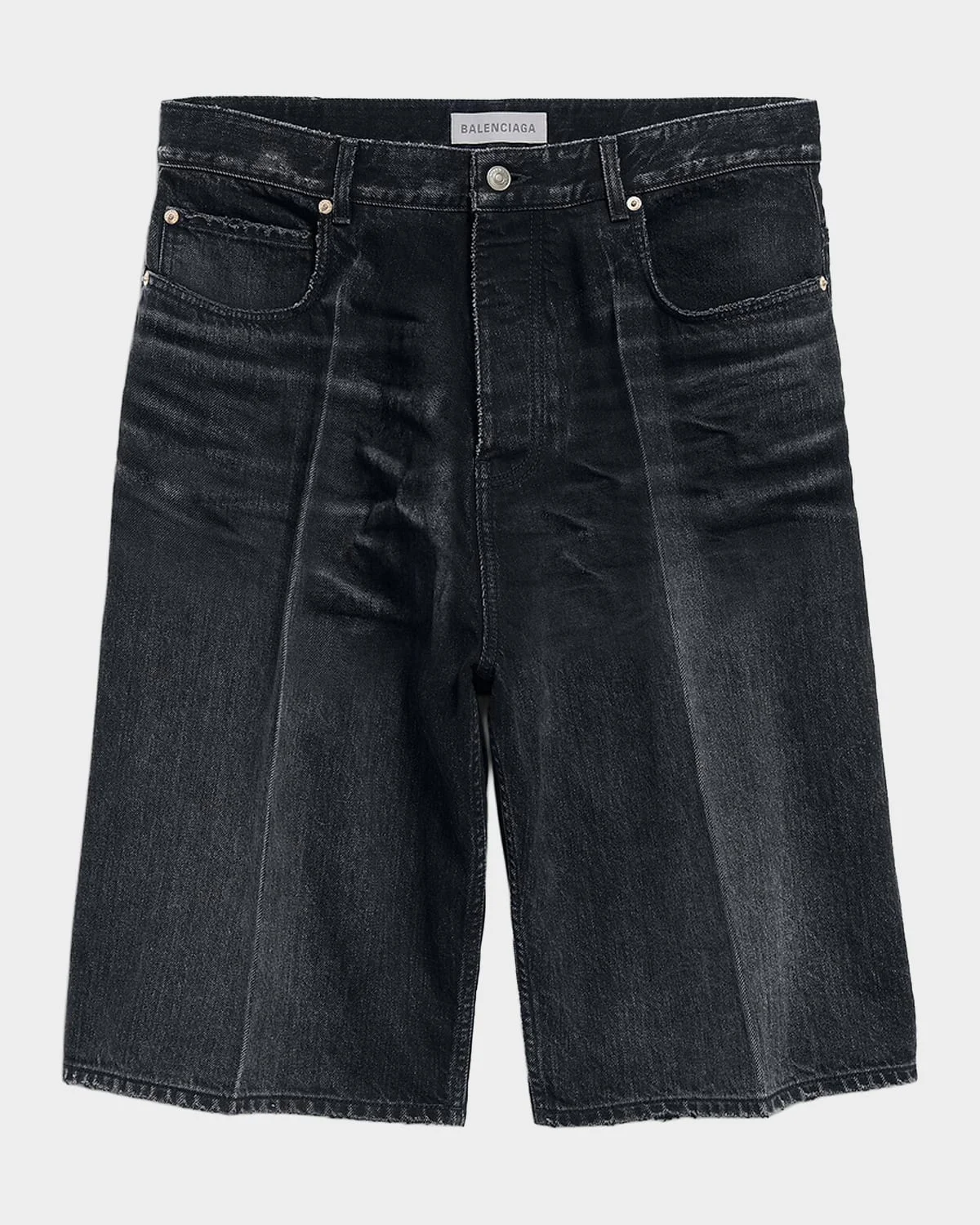 Stay Press Whiskered Denim Shorts - 1