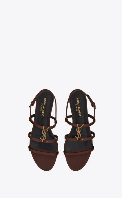 SAINT LAURENT cassandra flat sandals in smooth leather with gold-tone monogram outlook