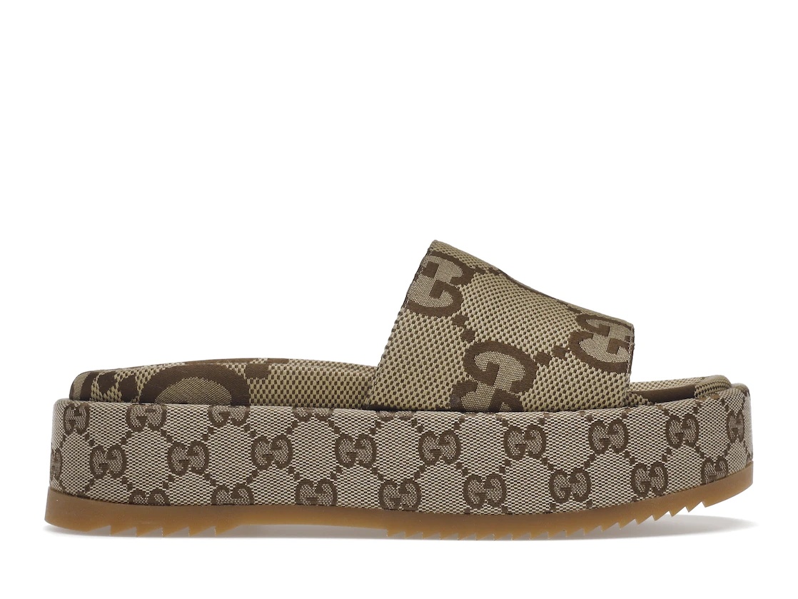 Gucci Angelina Platform 55mm Sandal Camel Canvas - 1