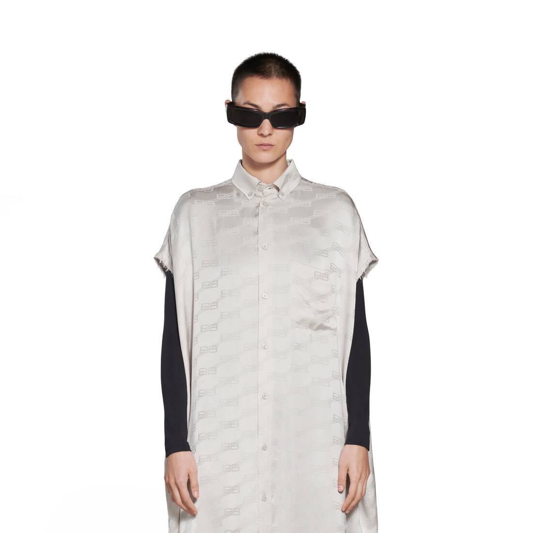 Women's Bb Monogram Rawcut Dress in Light Grey - 5