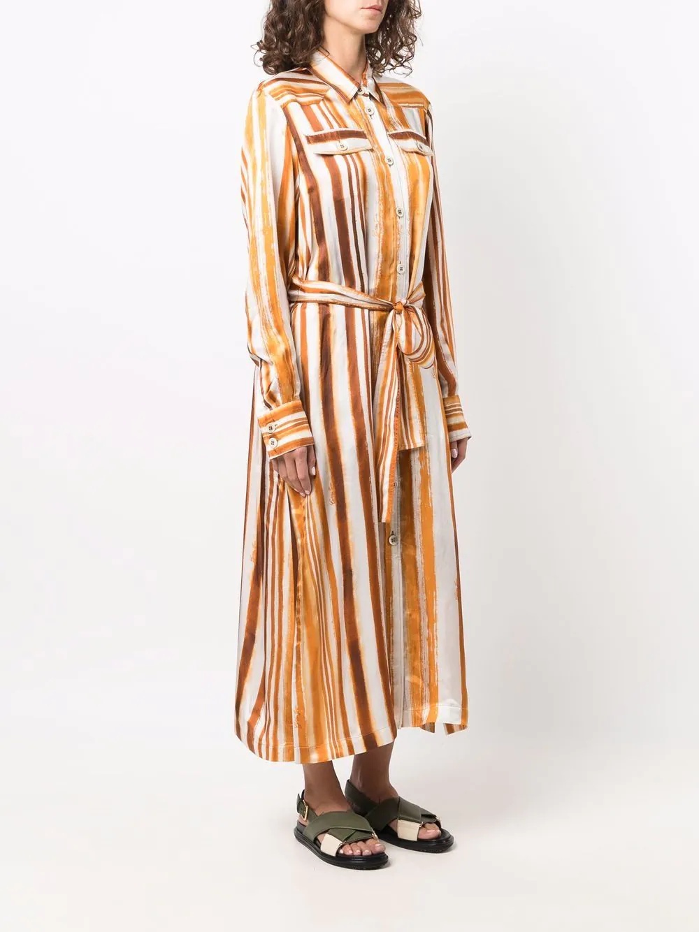 stripe-pattern shirt dress - 3