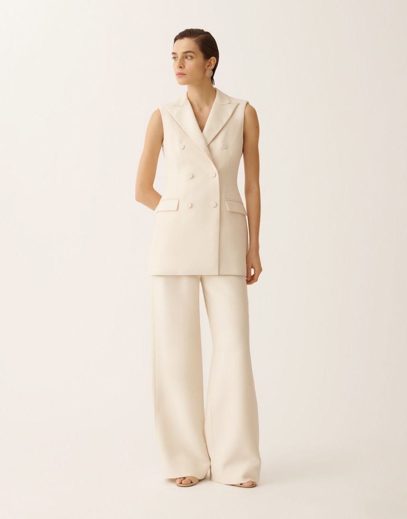 FABIANA FILIPPI Butter-colored long vest in wool and silk outlook