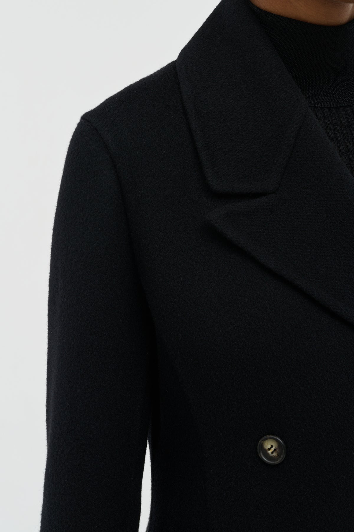 Cantwell Coat in Black Double-Face Recycled Cashmere - 10