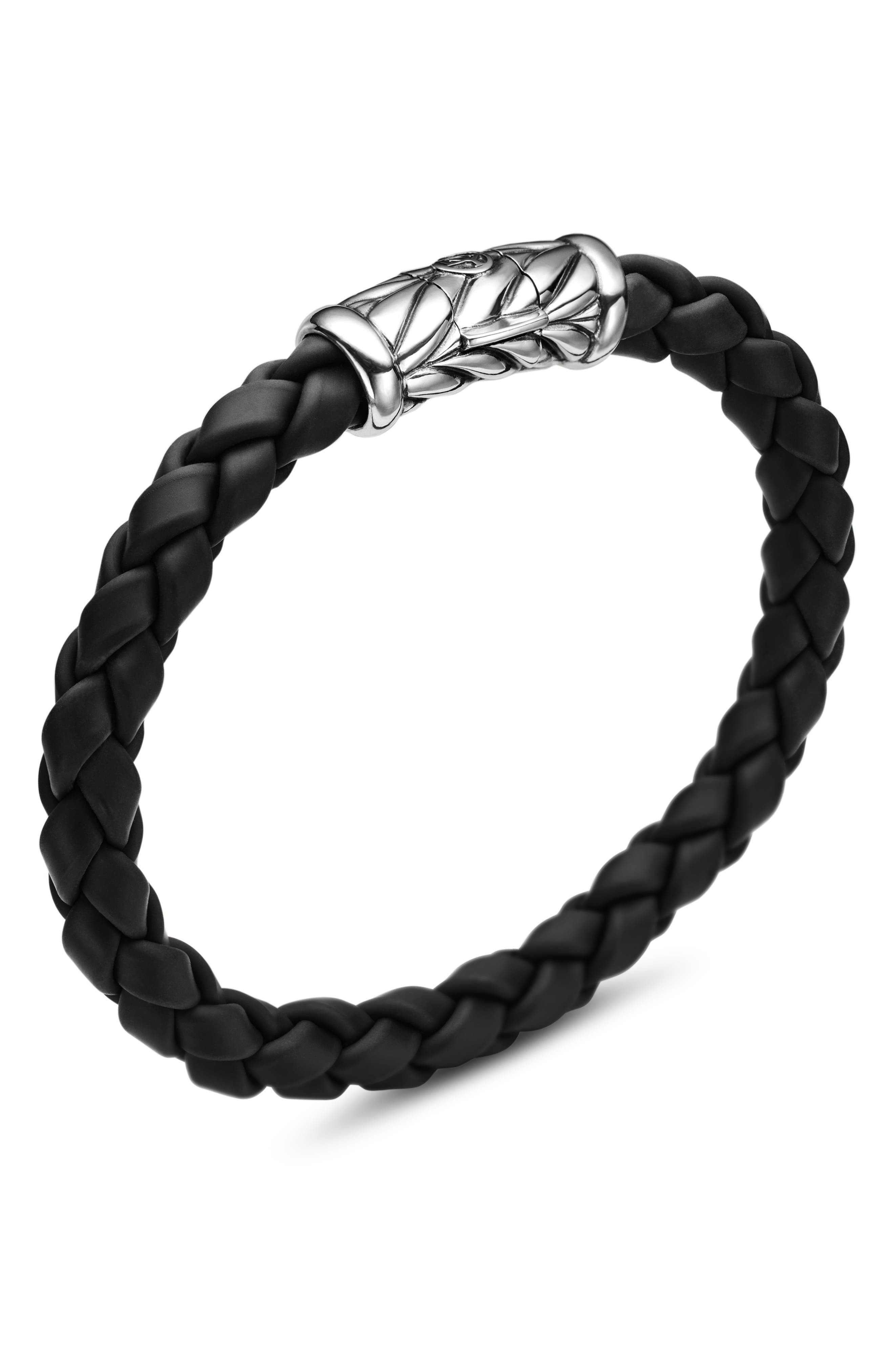 David Yurman Chevron Bracelet in Black Rubber/Silver at Nordstrom - 4