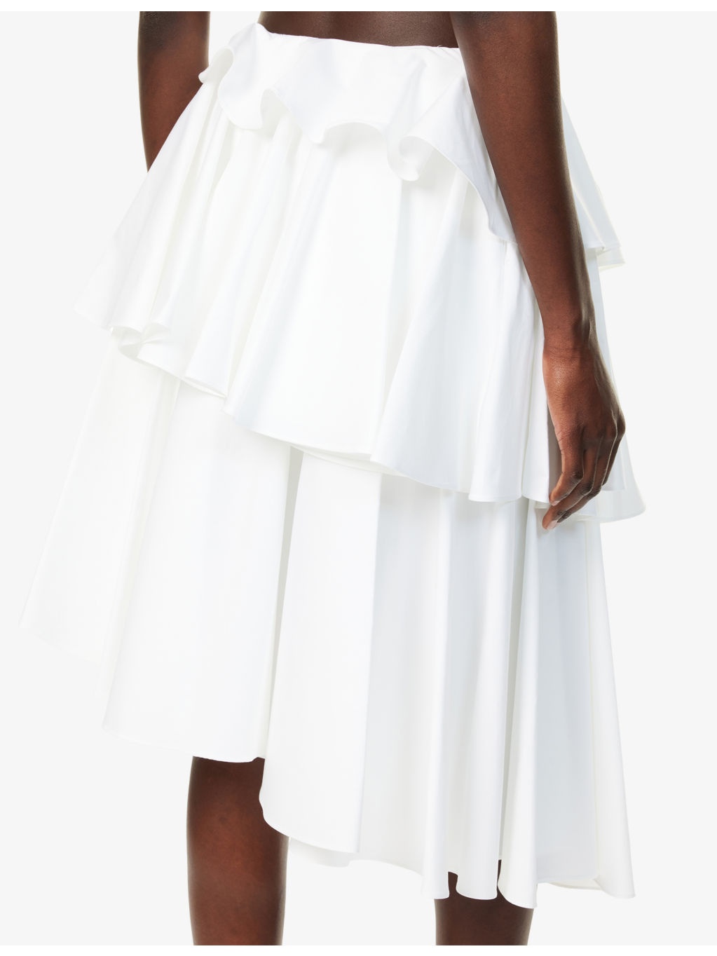 Spiral Ruffled Cotton-Poplin Midi Skirt - 8