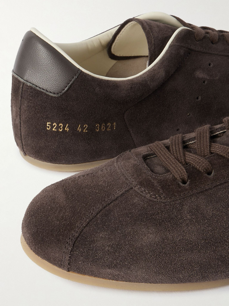 Driving Lo Profile Leather-Trimmed Suede Sneakers Brown 5