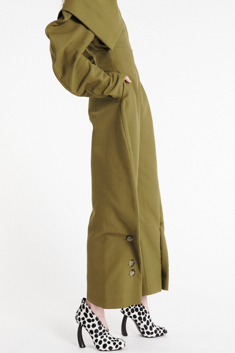 HIGH RISE ROUNDED PANT KHAKI GREEN 6