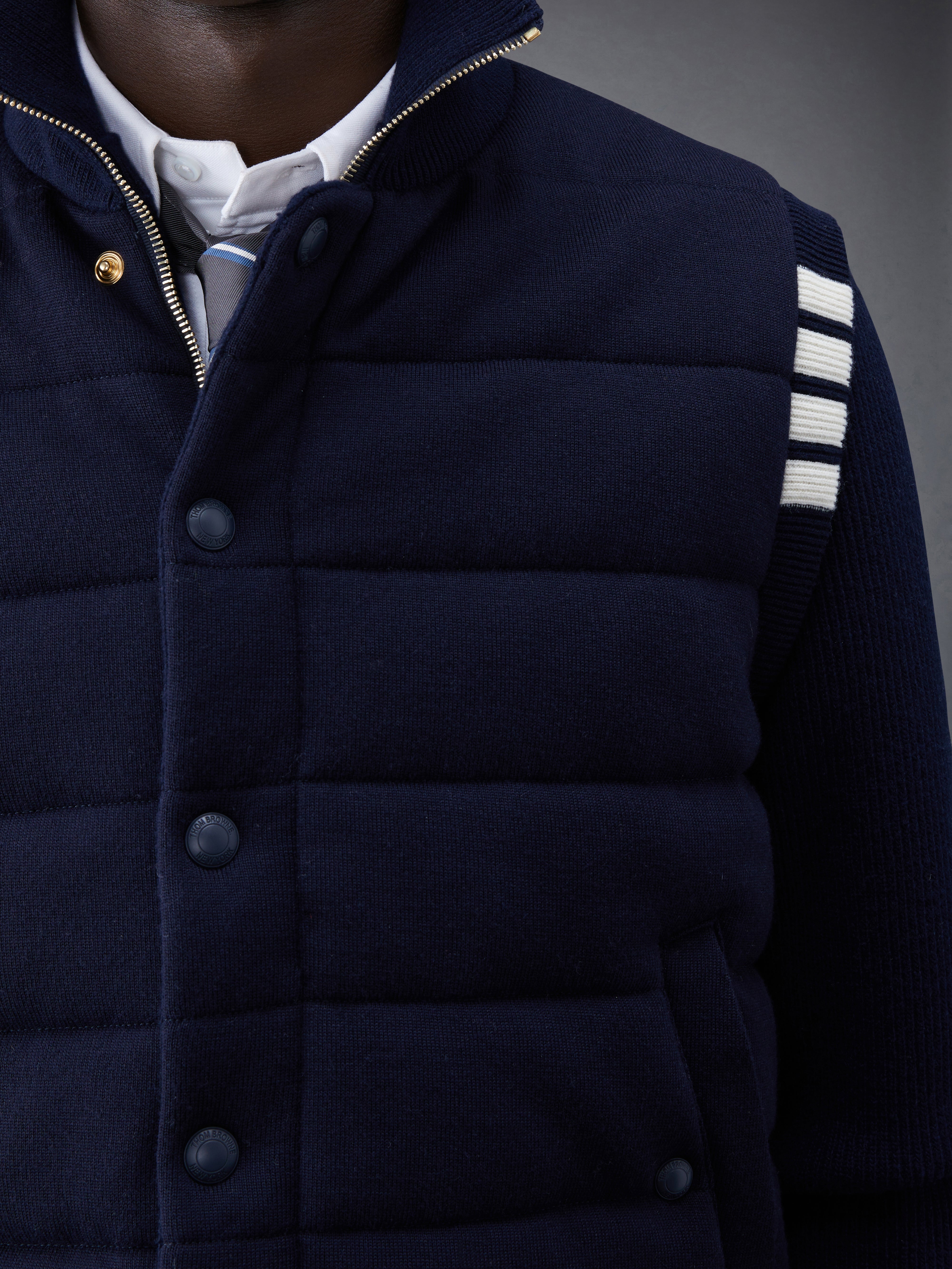 MERINO AND JERSEY PADDED REVERSIBLE 4-BAR FUNNEL NECK JACKET - 7